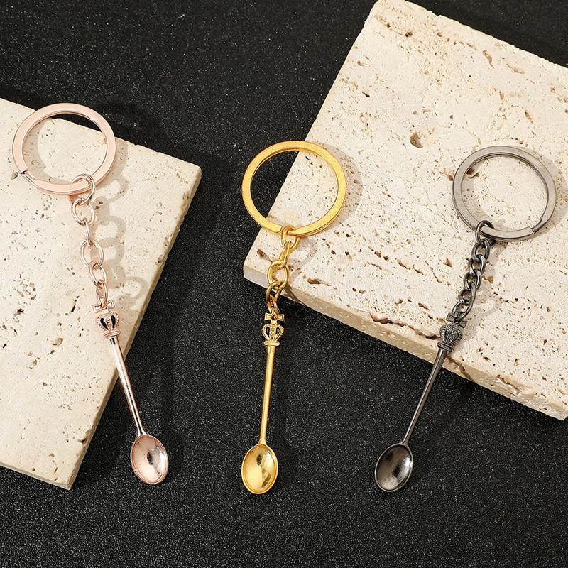 fKiZanthene 4 Colours Mini Spoon Keyring, 5.4cm Tiny Spoon Pendant