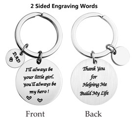 Father's Day Gift - Dad Gifts from Daughter for Birthday Christmas, I'll Always Be Your Little Girl, You Will Always Be My Hero Keychain, Dad Valentine's Day Gifts, Father Daughter Gifts | iWenSheng