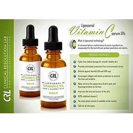 Clinical Resolution Liposomal Vitamin C serums 5% for Face, 1fl.oz/30ml, Antioxidant Protection, Whitening Effect, Anti-Wrinkle Facial, Anti-Aging Restore & Enhance Collagen, Moisturizing for Smooth