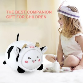 JOYRAVO Kids Travel Pillow 2-in-1 Malleable Neck Pillow, Soft U Shaped Pillow with Cute Plush Toys, Cozy Sleeping and Play Companion for Airplanes and Travel (QQ Cow)