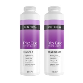 John Frieda Infinite Smooth Shampoo & Conditioner 500ml x2. Anti Frizz Hair Care Duo for Smooth Finish and Humidity Control