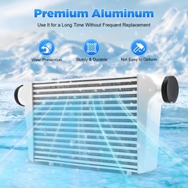 Universal Intercooler, 1000HP Aluminum Turbo Intercooler, Front Mount Intercooler Kit for any Turbo Charger system, 3" Inlet & Outlet, 2.5" Core Size, Overall Size 25"X12"X3", 32°F~302°F (0°C~150°C)