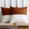 DEZENE Leather Throw Pillow Covers, Set of 2 Modern Leather/Cotton