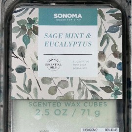 SONOMA Scented Wax Cubes Melt - Eucalyptus & Sage Mint  w/ bergamot - New