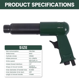 Doppy Air Hammer Kit with Quick Change Retainer and 4 Chisels, 3000 BPM, 1/4" Air Inlet Thread Interface - Pneumatic Shovel Tool for Scraping, Chipping, Punching and Cutting & Industrial