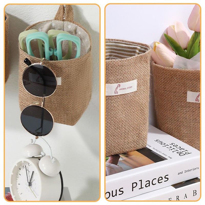 OUDQFCJ Cotton Linen Storage Bag, Removable, Foldable, Washable, Hanging Storage