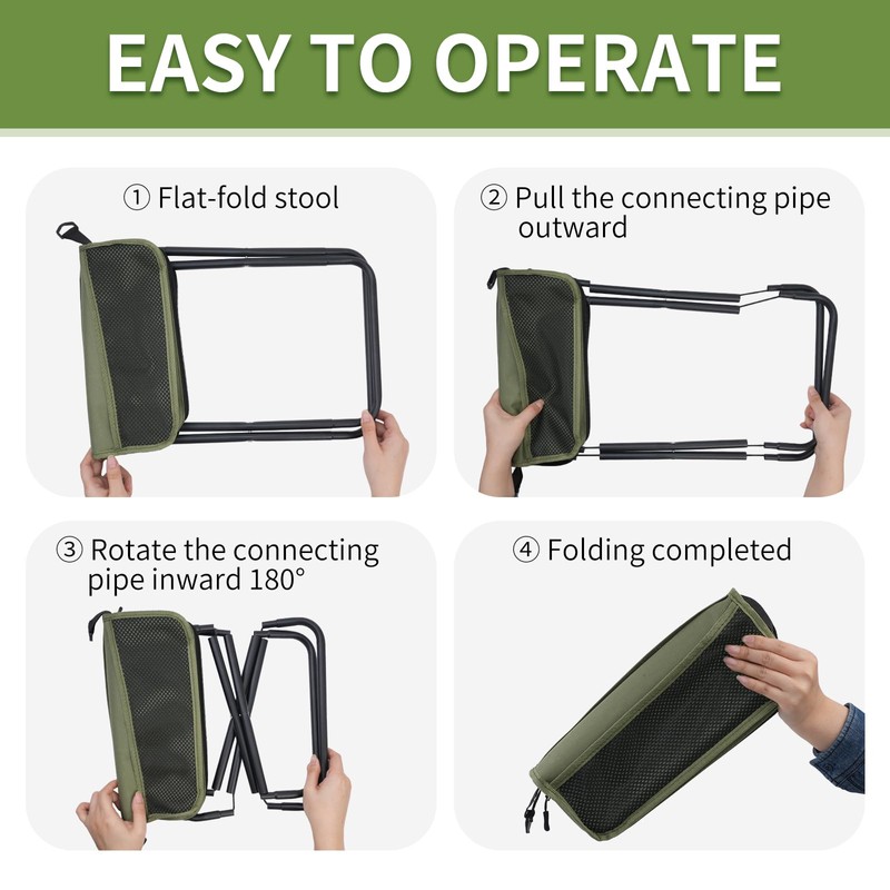FAMJOALE Foldable Camping Stool, Portable Collapsible Chair with Carry Bag,