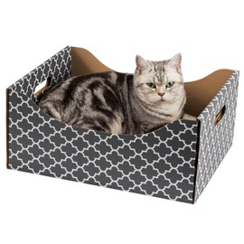 [Ultra-Large] Cardboard Cat Scratcher Box, Heavy Duty Cat Scratcher Bed with Double-Sided Scratch Pad, Sturdy and Refillable, Ideal for Scratching and Sleeping, Premium House for Indoor Cats
