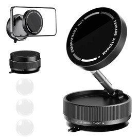 munloo 360° Magnetic Phone Holder, Vakuum Adsorption, Einziehbare und Faltbare Tragbare Halterung, Magnetische Handyhalterung für Auto, Glatte Oberfläche, Reisen, Fitnessstudio (Schwarz)