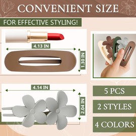 Flat Claw Clips for Women - 5 Pcs Flat Hair Clips for Women Thin Hair Lay Flat Claw Clip Flat Hair Clip Hair Barrettes for Women Thin Hair - Flat Clips for Hair French Hair Clips for Thick Hair