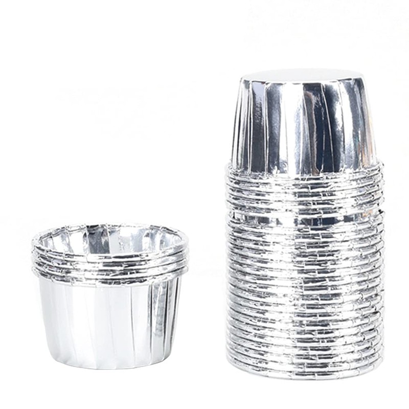 ANCLLO 50Pcs Party Hippo Cupcake Cups Foil Muffin Liners Gold