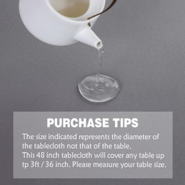 FOLINS&HOME Grey Round Tablecloth 48 Inch Waterproof Heavy Duty Wrinkle Free Polyester Fabric Table Cloth, Spillproof Washable Table Cover for Parties, Camping, Picnic, Banquet, Indoor and Outdoor Use