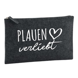 Huuraa Kulturbeutel Plauen verliebt Geschenk 1 Liter Charcoal Filz Plauen Geschenkidee