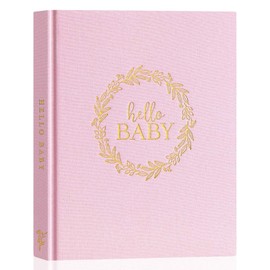 Lanpn Lanpn Hello Baby Memory Book for Boy Girl - Linen Cover Baby Book Memories Keepsake for New Parents - Newborn Baby First 5 Year Journal Scrapbook Photo Album Baby Milestone Book (Pink, 154 Pages)