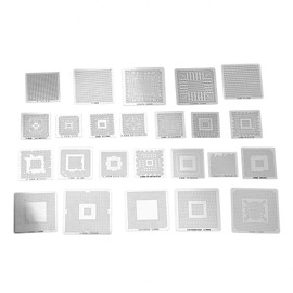 Walfront 130PCS BGA Rework Net Universal Reballing Stencils Template Solder Steel Mesh Directly Heat Set