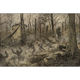 24"x36" Gallery Poster, Battle of belleau Wood Georges Scott, American Marines in Belleau Wood, 1918