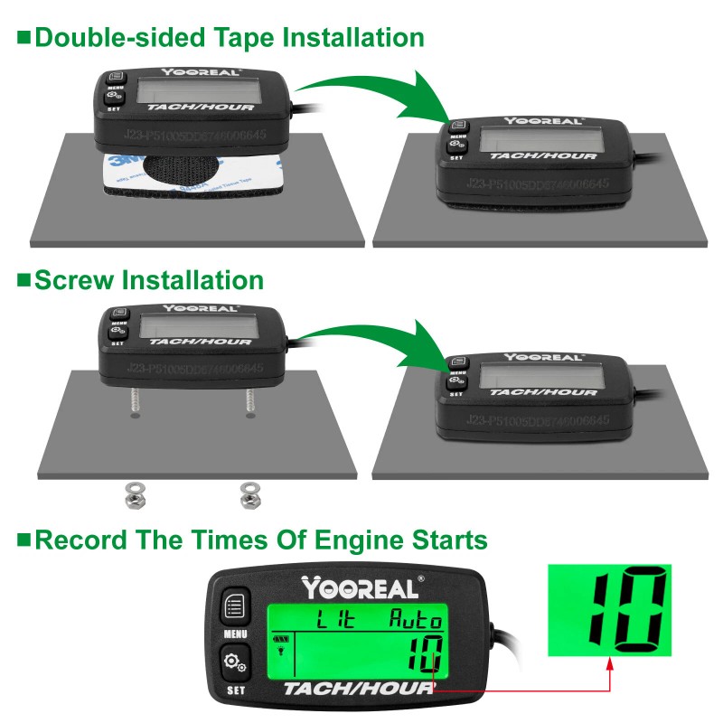 Yooreal Digital Hour Meter,Tachometer Maintenance Reminders