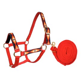 Tahoe Tack Patterned Nylon Mini Horse Halters with Padded Noseband and Matching 7’ Soft Grip Lead Rope