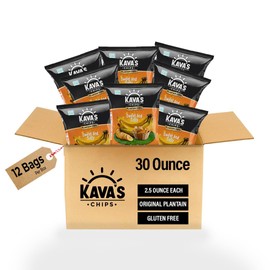 Kava's Plantain Chips, Sweet & Salty Chips - 12 Packs Vegan & Gluten Free Chips | Bulk Plantain Chips, Healthy Snacks, Delicious Original Plantains Chips | Bulk Chips 2.5 Oz each Pack