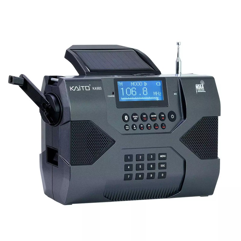 Kaito KA900 Digital Solar Crank NOAA Weather Stereo AM FM
