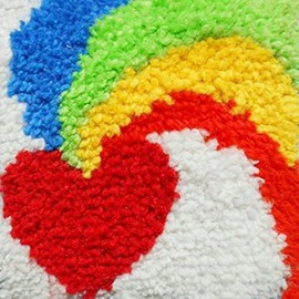 Heart-Shape Rainbow Latch Hook Rug Kits for Kids Beginner Needle Crochet Yarn Kits Embroidery Carpet Hook and Latch Kit Cushion Christmas Home Decoration 30x30cm, XZD063