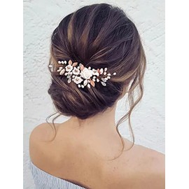 GORAIS Enredadera Para El Cabello Con Flores Para Bodas, Tocados De Perlas Para Novias, Accesorios Para El Cabello De Cristal Para Novias Y Mujeres