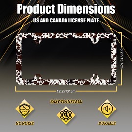 Cows Print License Plate Frame Vintage Animal Cow License Plate Stainless Steel Accessory Funny License Plate Colorful Decoration with Screws 12.3" x 6.3" for US Canada Standard Vehicle Size