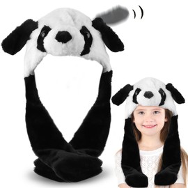 Jemmytu Rabbit Ears Hat, Rabbit Hat, Movable Ear Rabbit Hat, Hat with Wiggle Ears, Plush Rabbit Ear Hat, Hat with Movable Ears for Make Up Party (Panda)