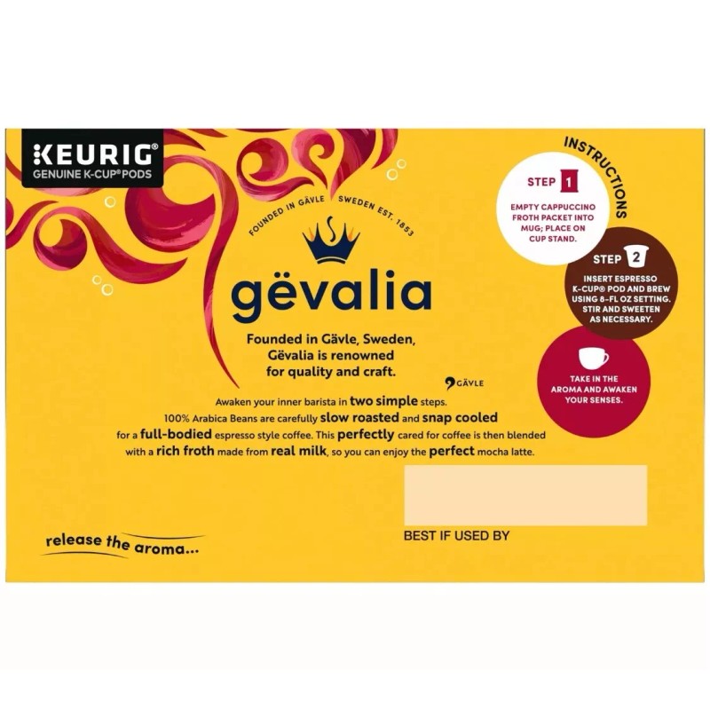 Gevalia Cappuccino K Cup Espresso Coffee Pods & Cappuccino Froth