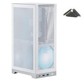 ShinySnake L300 Mini ITX Mesh PC Case - 8.5L Compact Gaming Chassis, Vertical GPU Mount up to 325mm, SFX/SFX-L PSU Adapter, Cable Management, Dual 120mm Fan, PCIe 4.0 & DP 1.4 Cable Included, White