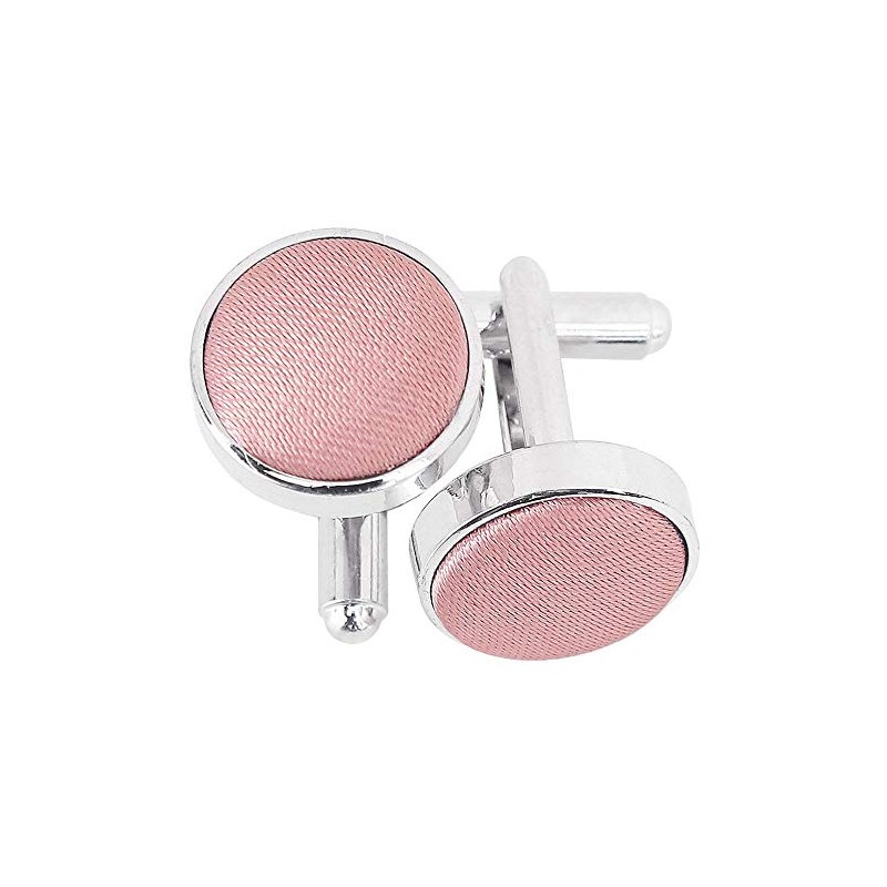 DQT Men Plain Satin Fabric Inlay Wedding Cufflinks - Dusty