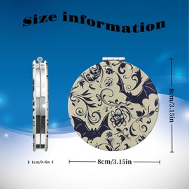 KWSAAHU Double-Sided Pocket Compact Mini Makeup Mirrors 1x, 2X Magnifying Mirror Portable Foldable Round Small Purse Mirror Suitable Daily Travel Party for Woman Man - Cool Bat