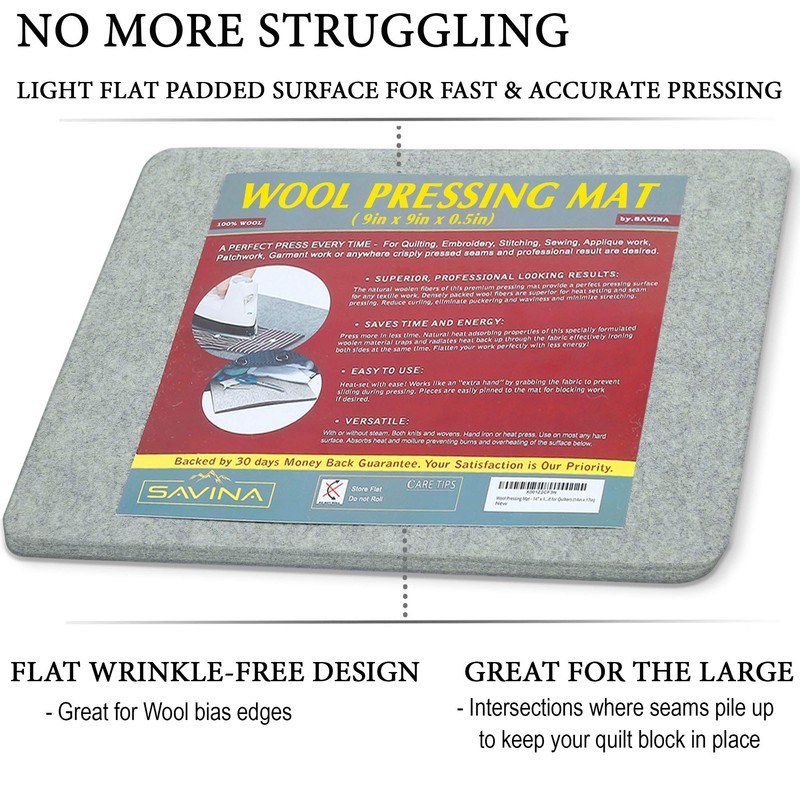 Wool Pressing Pad - 36" x 24" Quilting Ironing Pad