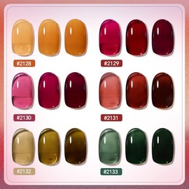 GAOY Wonder Color Jelly Gel Esmalte de Uñas de 6 Colores: Transparente, Negro, Rojo, Rosa, Caliente, Verde, Marrón - Kit Pura Gel para Salón de Manicu