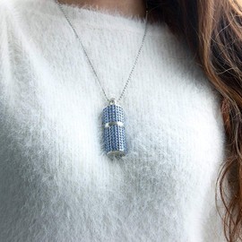 WooTeck 128GB USB 3.0 Flash Drive,Bling Rhinestone Diamond Crystal Glitter Lipstick Case Shining Jewelry with Necklace,Blue