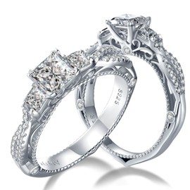 Atylyk 2ct princessMoissanite Engagement Ring Wedding Promise Gold-plating Sterling Silver Rings for Women