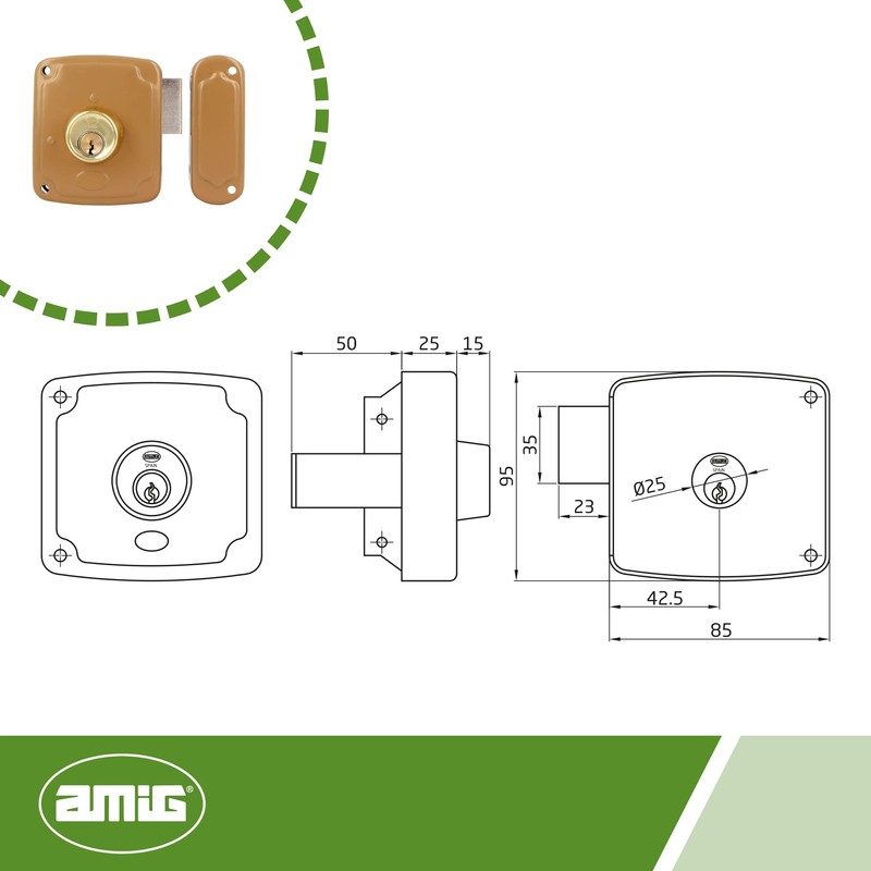 Amig - Right-hand surge lock with lever and tongue for