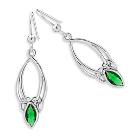 DTPSilver - Women's Hook Earrings 925 Sterling Silver - Celtic Trinity Knot - Celtic Collection - Various Glass Stones Available, Glass