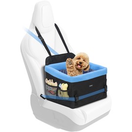 BIERPOER Dog Car Seat for Small Dogs, Up to 25 lbs, Black & Blue, Waterproof, Easy to Install & Clean, Foldable for Storage