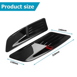 JNNJ 2 Piece Car Air Vent Intake, Air Flow Fender Side Decoration Cover, Side Air Vent Cover Decal Decoration, Car Front Exterior Fender Side Vent Hood Styling Cover, for Car Truck(Black)
