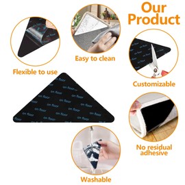 12 pieces carpet tape, carpet grippers for hardwood floors and tiles, keep area carpet flat, reusable, washable tape, large pad gripper, non-slip wash