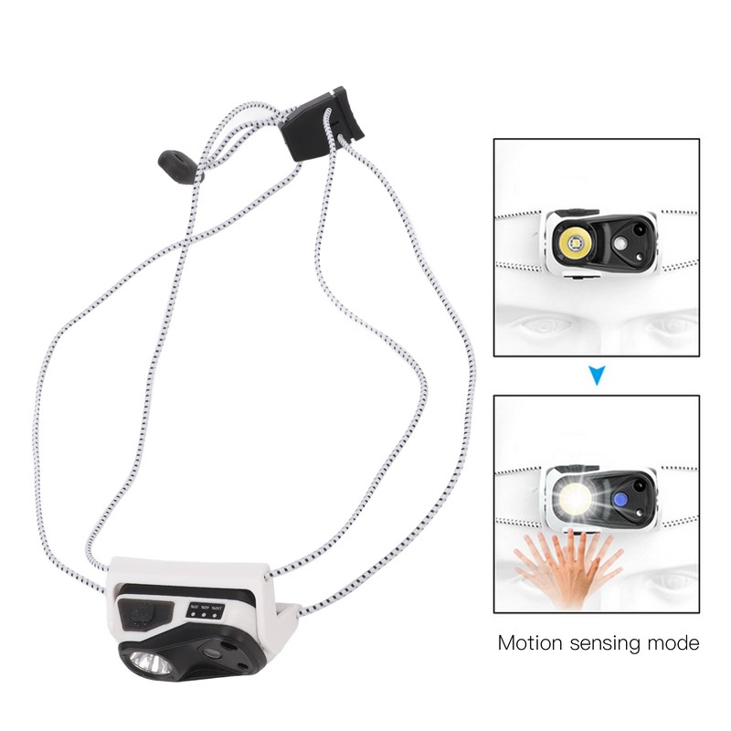 LED Headlamp IPX5 Waterproof Motion Sensor USB Charging Adjustable Mini
