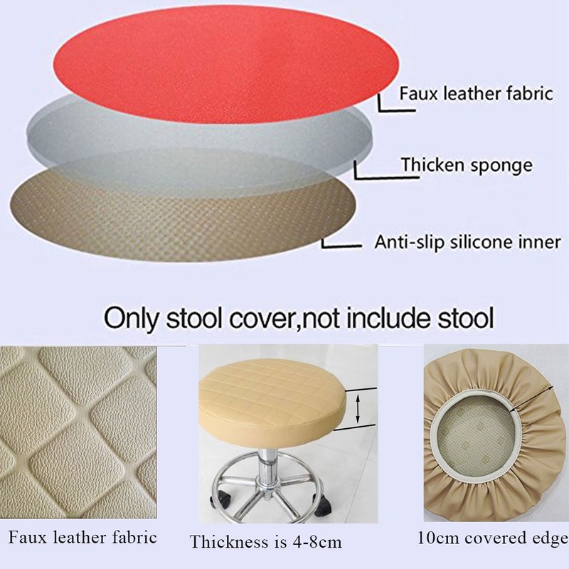 Levoberg Round Stool Cushion Faux Leather Barstool Chair Cover with