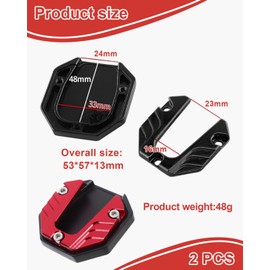ZEXIJOW 2 Pcs Motorcycle Stand Foot Universal Motorcycle Mount CNC Aluminium Side Extension Enlarge Stand Extension Pad Motorcycle Piastra di Estensione Cavalletto Laterale