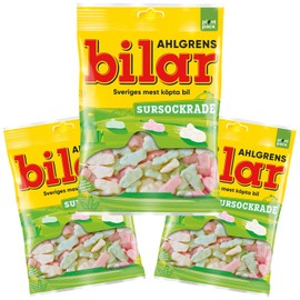 3 Bags x 100g of Ahlgrens Bilar Sour - Swedish Candy - Cars Marshmallow - Sursockrade - Sour Candy