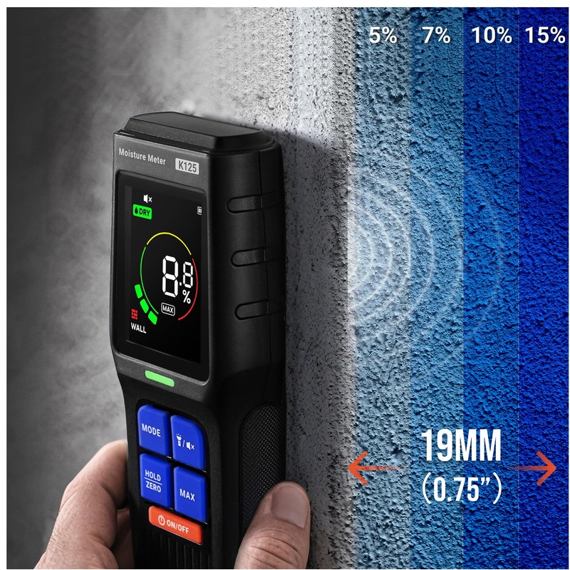 KENMIC Pinless Moisture Meter for Non-Destructive Moisture Detection in Drywall,