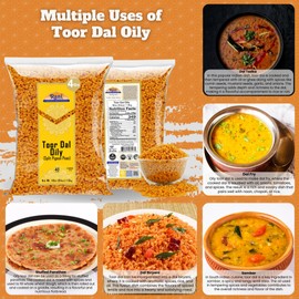 Rani Toor Dal (Split Pigeon Peas) Oily, 64oz (4lbs) 1.81kg Bulk ~ All Natural | Gluten Friendly | NON-GMO | Vegan | Indian Origin