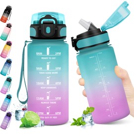KollyKolla Children's Water Bottle, 500 ml, Sports Water Bottle with Straw, Leak-Proof, BPA-Free, Water Bottle with Time Markings, Sports Bottle for Children, Bicycle, School