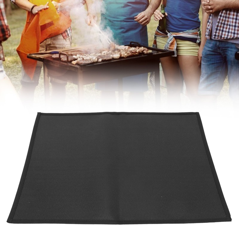 Fireproof Grill Pad Fiberglass Cloth Heat Resistant Foldable Square Fire