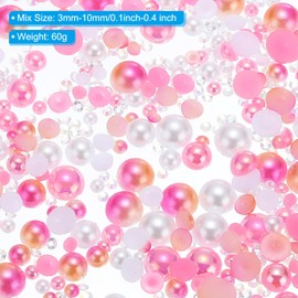 sourcing map 60g Flatback Pearls and Rhinestones 3mm-10mm Mixed Resin Half Pearl Rhinestone for Crafting Nails Clothing Shoes DIY Crafts Decoration White Pink